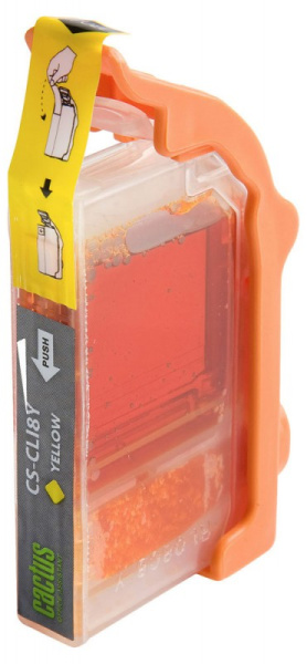 Картридж струйный Cactus CS-CLI8Y желтый (12мл) для Canon Pixma MP470/MP500/MP510/MP520/MP530/MP600/MP800/MP810/MP830/MP970/iP3300/iP3500/iP4200/iP4300/iP5200/iP5300/iP6600D/iP6700D/MX700/MX850/iX4000/iX5000/Pro9000/9000Mark II