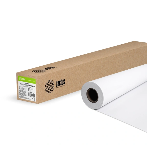 Бумага Cactus CS-PG230-91430 36"(A0) 914мм-30м/230г/м2/белый глянцевое универсальная (с покрытием) втулка:50.8мм (2")