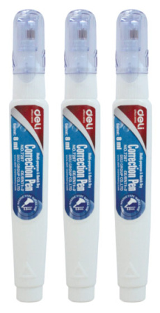 Ручка корректор Deli E7287 шариковый белый 8мл