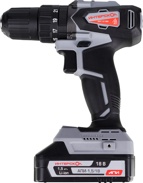 Дрель-шуруповерт Интерскол ДАУ-13/18ВК аккум. патрон:быстрозажимной (кейс в комплекте) (573.1.2.70)