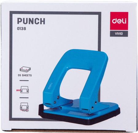 Дырокол Deli E0138 макс.:35лист. металл ассорти отв.:2 с линейкой