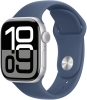 Смарт-часы Apple Watch Series 10 A2997 42мм OLED корп.серебристый Sport Band рем.синий разм.брасл.:150-200мм (MWWC3LW/A)