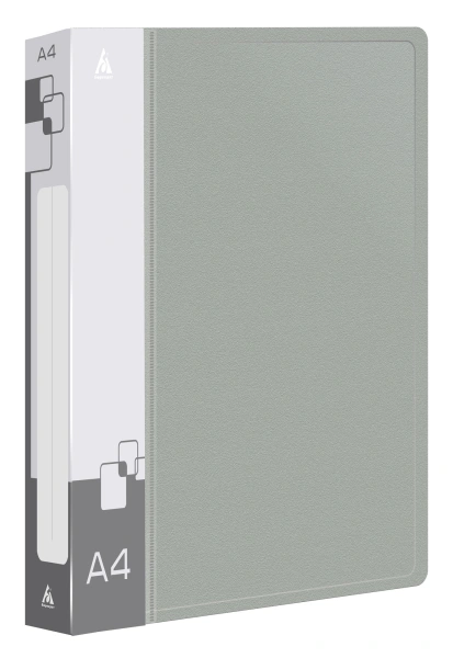Папка на 4-х D-кольцах Бюрократ -0840/4DGREY A4 пластик 0.8мм кор.40мм внутр. с вставкой серый