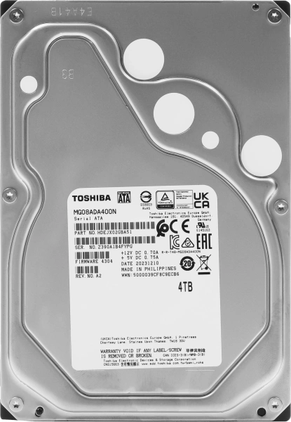 Жесткий диск Toshiba SATA-III 4Tb MG08ADA400N Enterprise Capacity 512N (7200rpm) 256Mb 3.5"