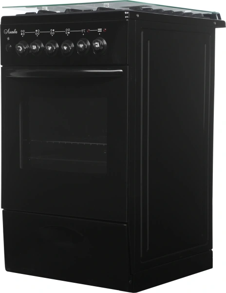 Плита Комбинированная Лысьва ЭГ 404 МС-2у черный (стеклянная крышка) реш.чугун