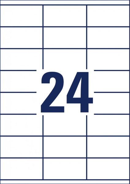 Этикетки Avery Zweckform 3422 A4 70x35мм 24шт на листе/70г/м2/100л./белый матовое самоклей. универсальная