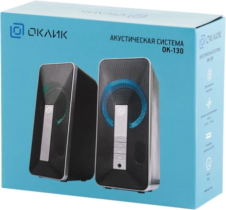 Колонки Оклик OK-130 2.0 черный 20Вт BT портативные