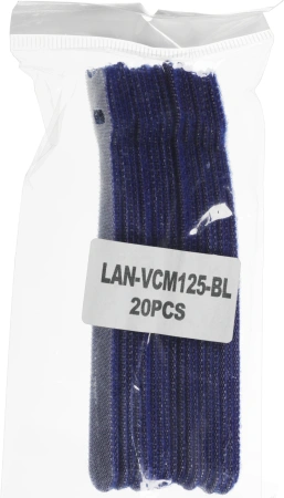 Хомут-липучка Lanmaster LAN-VCM125-BL 125x12мм (упак:20шт) нейлон/полиэтилен внутри помещений синий