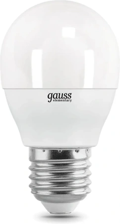 Лампа светодиодная Gauss Elementary 10Вт цок.:E27 шар 220B 3000K св.свеч.бел.теп. (упак.:1шт) (53210)