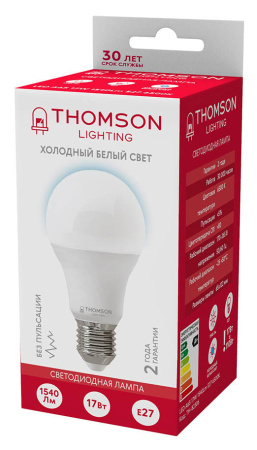 Лампа светодиодная Thomson TH-B2306 17Вт цок.:E27 груша 220B 6500K св.свеч.бел.хол. A (упак.:1шт)