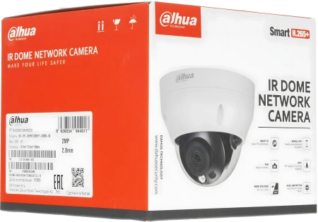 Видеокамера IP Dahua DH-IPC-HDPW1230R1P-0280B-S5 2.8-2.8мм цв. корп.:белый