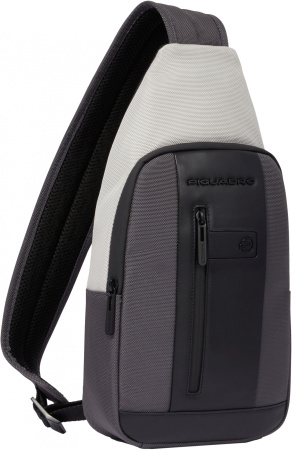 Рюкзак слинг мужской Piquadro Brief2 Special CA4536BR2S/GRN серый/черный нейлон/натур.кожа