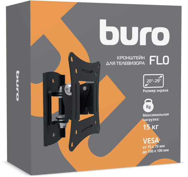 Кронштейн для телевизора Buro FL0 черный 20"-29" макс.15кг настенный поворот и наклон