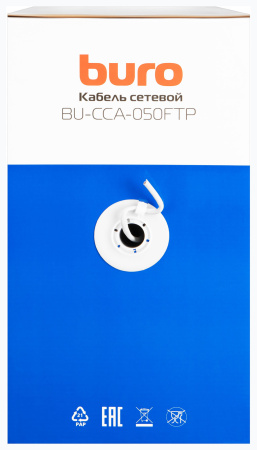 Кабель сетевой Buro FTP 4 пары cat5E solid 0.50мм CCA 305м серый