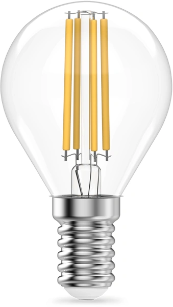 Лампа филам. Gauss Filament 8Вт цок.:E14 шар св.свеч.бел.нейт. (упак.:10шт) (52128)