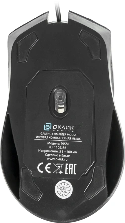 Мышь Оклик 395M SHADOW черный оптическая (1500dpi) USB для ноутбука (3but)