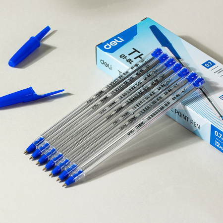 Ручка шариков. Deli Think EQ1-BL син. черн. линия 0.7мм