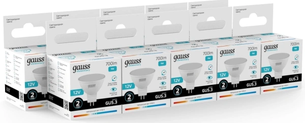 Лампа светодиодная Gauss Elementary 9Вт цок.:GU5.3 софит 12B св.свеч.бел.нейт. (11529)