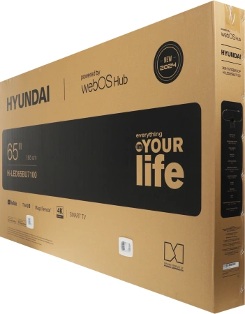 Телевизор LED Hyundai 65" H-LED65BU7100 WebOS Frameless Metal серый/серый 4K Ultra HD 60Hz MEMC DVB-T DVB-T2 DVB-C DVB-S DVB-S2 USB WiFi Smart TV