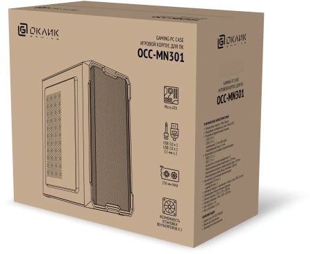 Корпус Оклик OCC-MN301 черный без БП mATX 1xUSB2.0 1xUSB3.0 audio