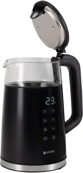 Чайник электрический Vitek VT-8827 1.7л. 2200Вт черный корпус: стекло/металл