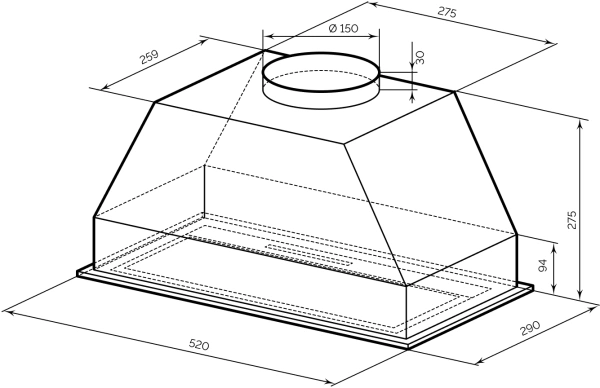 Вытяжка встраиваемая Lex Hyper 600 GS WH Inverter белый управление: сенсорное (1 мотор)