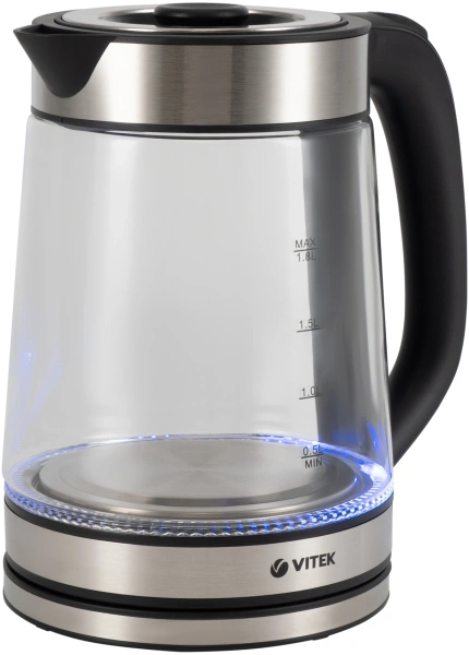 Чайник электрический Vitek VT-1179 1.7л. 2200Вт серебристый корпус: стекло/металл