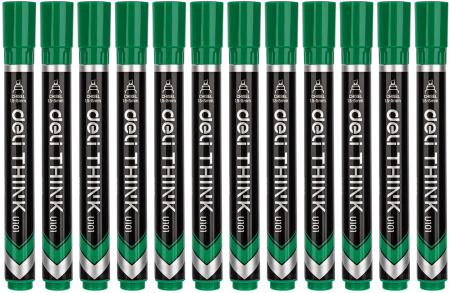 Набор маркеров перманентных Deli EU10150-P Think скошенный пиш. наконечник 1.5-5мм зеленый коробка к
