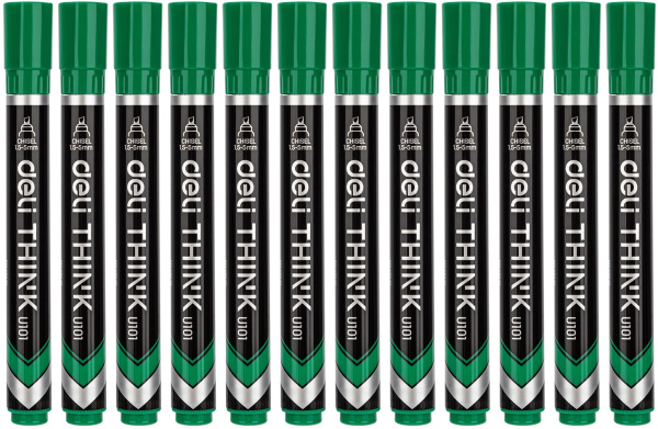 Набор маркеров перманентных Deli EU10150-P Think скошенный пиш. наконечник 1.5-5мм зеленый коробка к