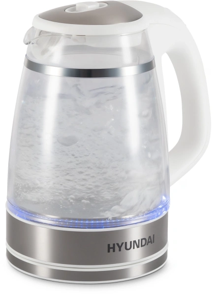 Чайник Hyundai HYK-G3506 1.7л. 2200Вт белый/серебристый (стекло)