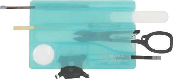 Швейцарская карта Victorinox SwissCard Nailcare (0.7240.T21) бирюзовый полупрозрачный коробка подарочная