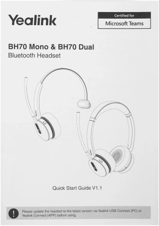 Гарнитура Bluetooth Yealink BH70 Dual UC USB-A