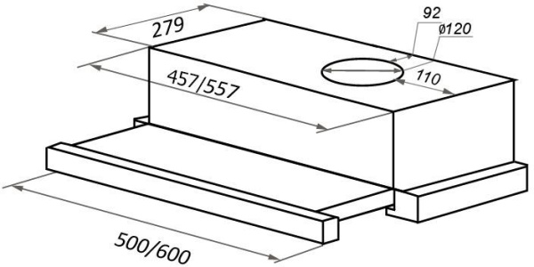Вытяжка встраиваемая Maunfeld VS Light 50 белый управление: кулисные переключатели (1 мотор)