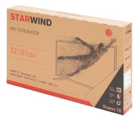 Телевизор LED Starwind 32" SW-LED32SG300 Яндекс.ТВ Frameless черный HD 60Hz DVB-T DVB-T2 DVB-C DVB-S DVB-S2 USB WiFi Smart TV