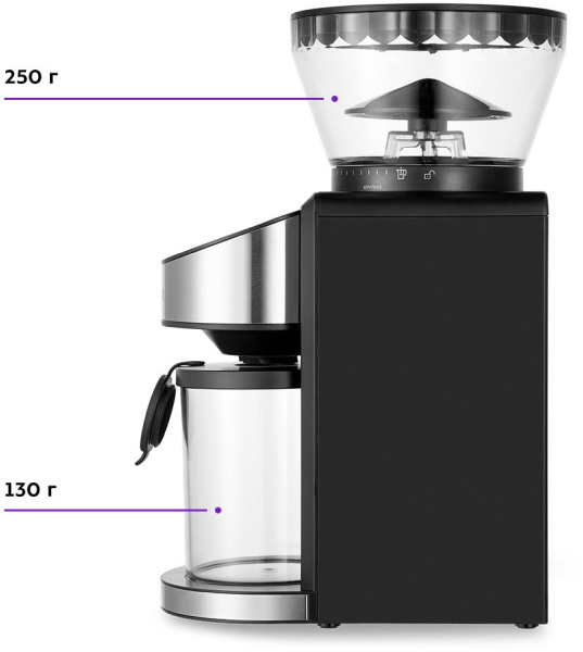 Кофемолка Kitfort КТ-7168 200Вт сист.помол.:жернова вместим.:250гр черный