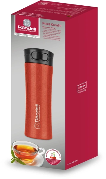 Термокружка для напитков Rondell Point Koralle RDS-1231 0.4л. красный картонная коробка