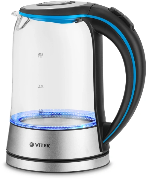 Чайник электрический Vitek VT-7028 1.7л. 2200Вт прозрачный корпус: стекло