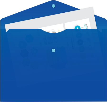 Конверт на кнопке Бюрократ -PK803ANBLU A4 непрозрачный пластик 0.18мм синий