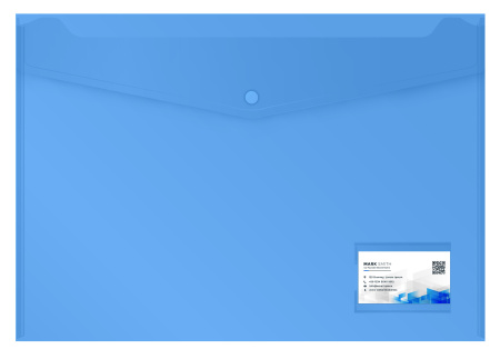 Конверт на кнопке Бюрократ -PKA3 A3 пластик 0.18мм ассорти карман для визитки