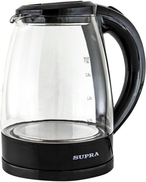 Чайник электрический Supra KES-1853G 1.8л. 1500Вт черный/прозрачный корпус: стекло/пластик