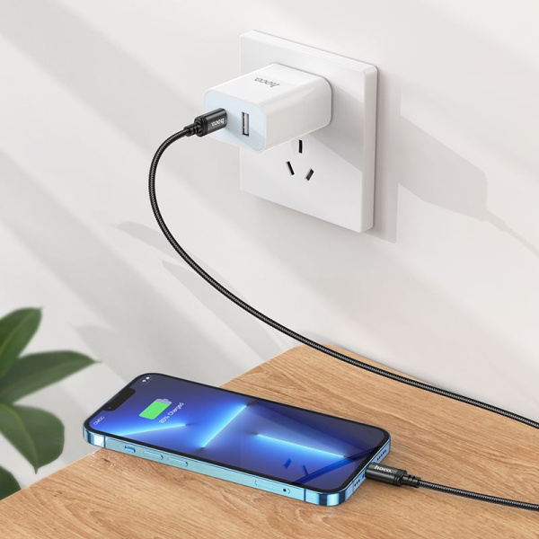 Кабель Hoco X89 Wind iP USB-C-Lightning (m) 1м черный коробка