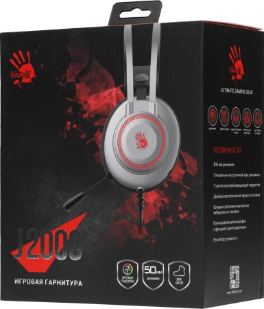 Наушники с микрофоном A4Tech Bloody J200S серый 2м мониторные USB оголовье (J200S)