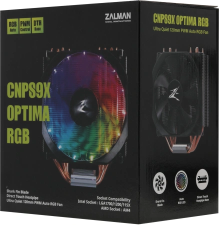 Устройство охлаждения(кулер) Zalman CNPS9X Optima RGB Soc-AM4/1151/1200 4-pin 16-26dB Al+Cu 180W 594gr LED Ret