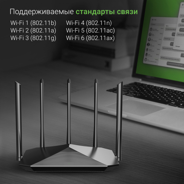 Роутер беспроводной Digma DWR-AX1501 AX1500 10/100/1000BASE-TX черный