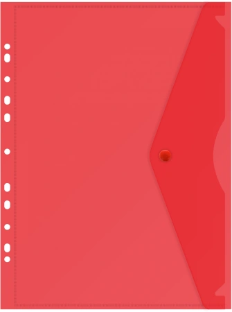 Конверт на кнопке Бюрократ -PK880 A4 с перфорац. по длинной стороне пластик 0.18мм ассорти
