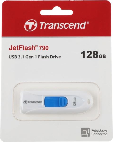Флеш Диск Transcend 128Gb Jetflash 790 TS128GJF790W USB3.0 белый