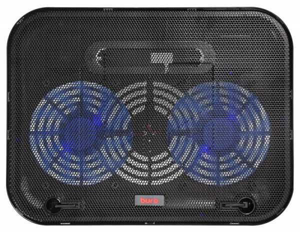 Подставка для ноутбука Buro BU-LCP140-B214H 14"338x255x22мм 1xUSB 2x 140ммFAN 480г металлическая сетка/пластик черный
