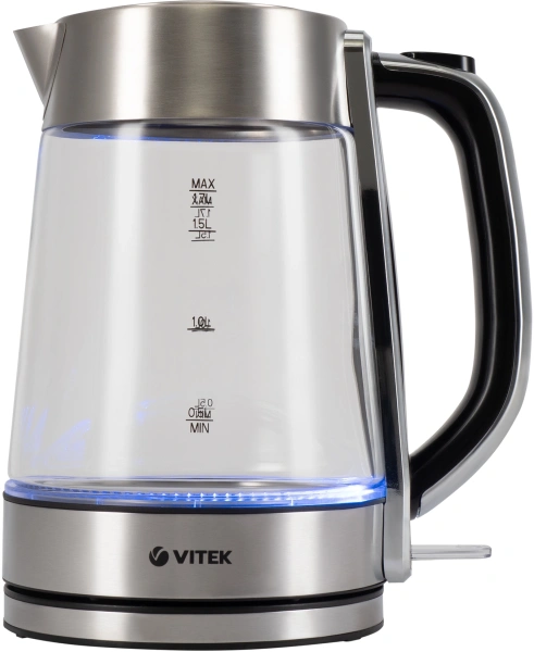 Чайник электрический Vitek VT-1184 1.7л. 2200Вт серебристый корпус: стекло/металл