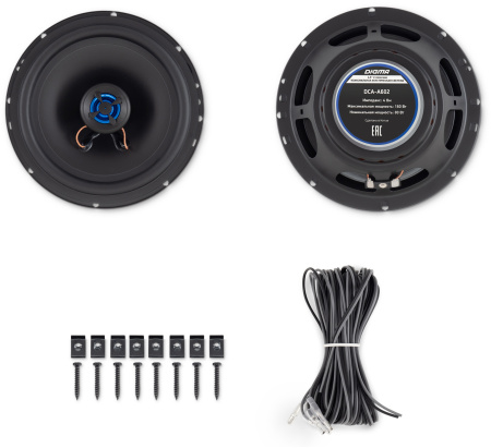 Колонки автомобильные Digma DCA-A602 (без решетки) 160Вт 90дБ 4Ом 16.5см (6 1/2дюйм) (ком.:2кол.) коаксиальные двухполосные