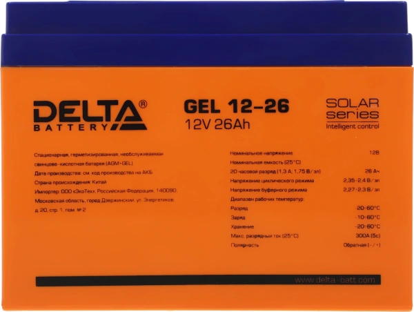 Батарея для ИБП Delta GEL 12-26 12В 26Ач